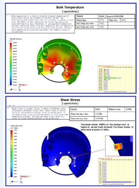 Mold flow analysis – temperature & shear stress