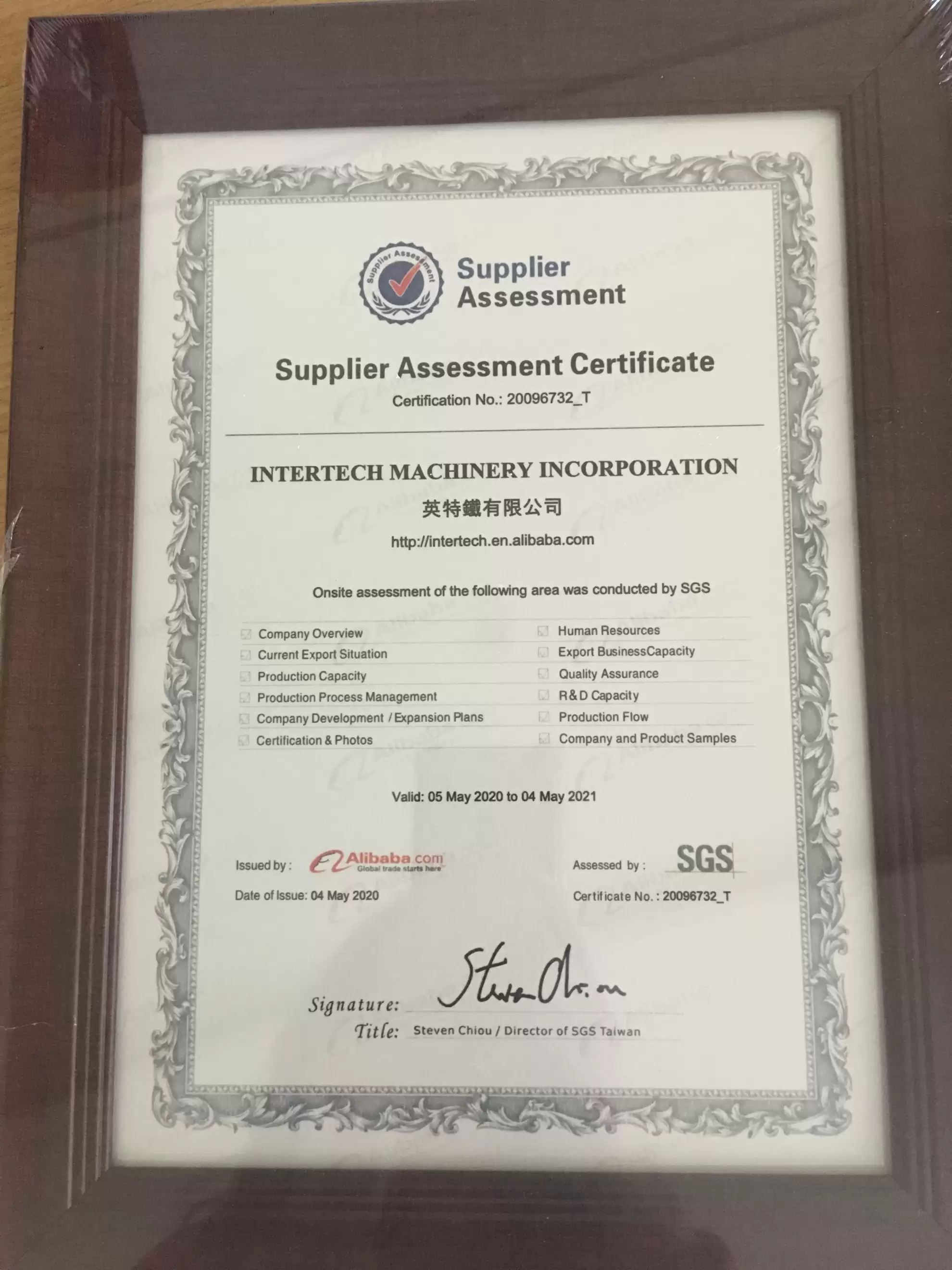 SGS Assessment Report Intertech’s Mold & Molding Service