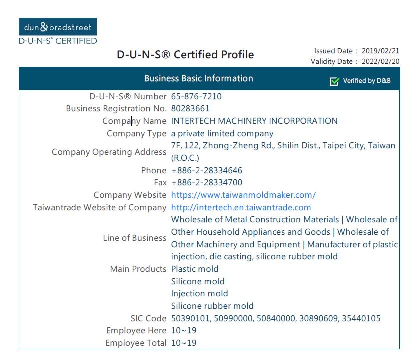 D&B D-U-N-S®  Certificate